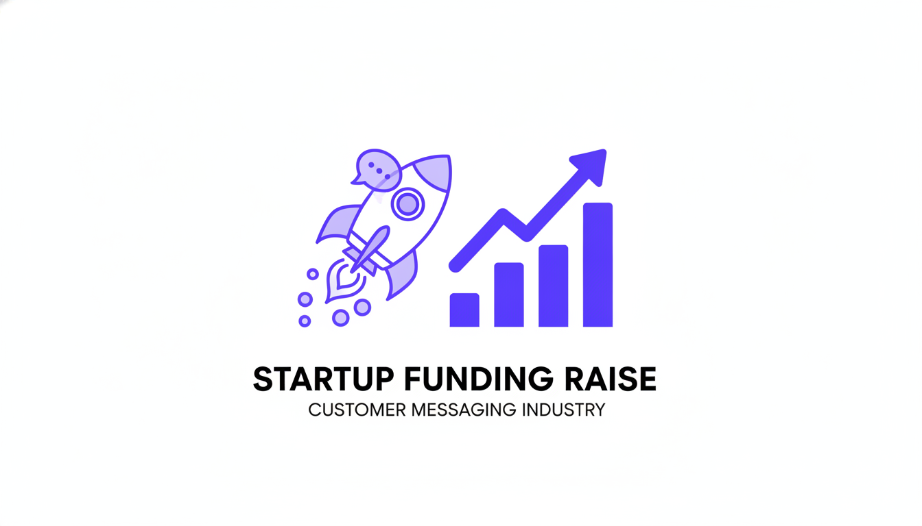 Flat vector illustration of a small rocket made of overlapping chat-message bubbles launching upward beside a rising bar chart